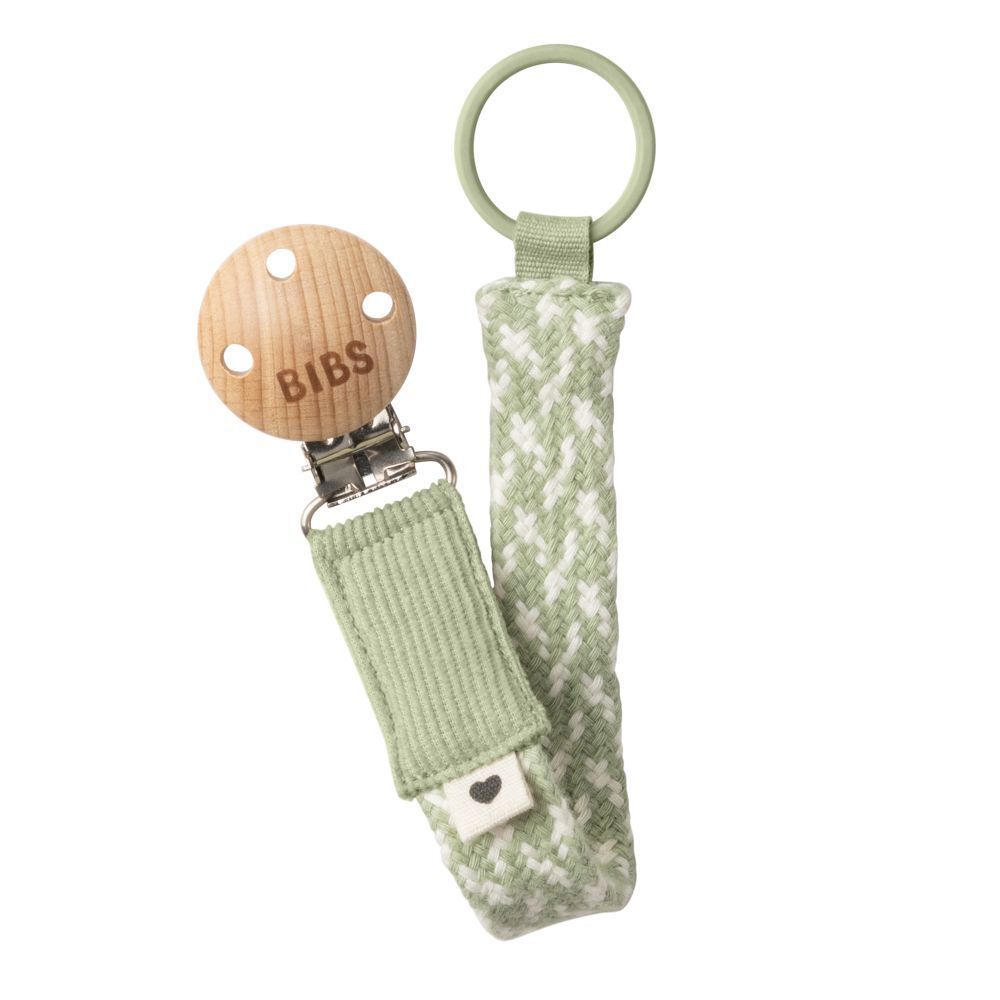 BIBS Attache-sucette tressée Sauge/Blanc (1 pièce)