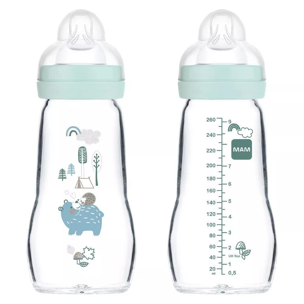 MAM Feel Good biberon en verre mat, vert (260 ml)