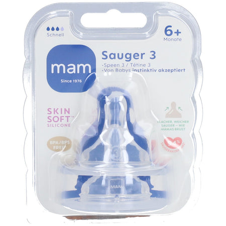 MAM Tétine d'apprentissage en silicone, Taille 3, dès 6 mois (2 pièces)