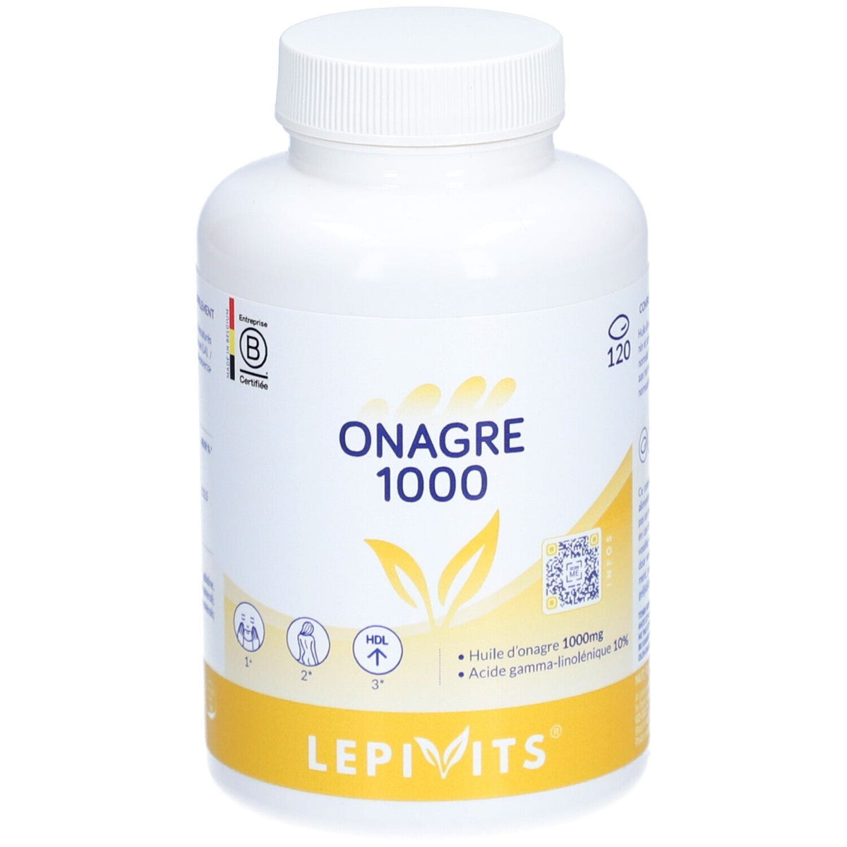 LEPIVITS Huile d'Onagre 1000 mg + Vitamine E (120 gélules)