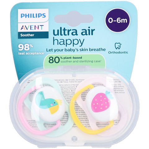 Philips Avent Ultra Air Happy Silikonschnuller (rosa/mint, 0-6 Monate, 2 Stück)