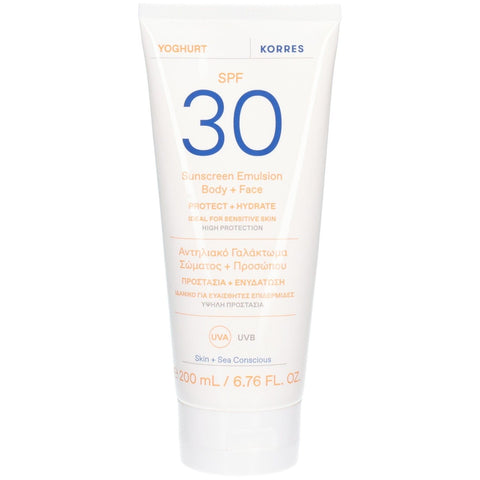 KORRES Yoghurt émulsion solaire pour le corps et le visage SPF 30 (200 ml)