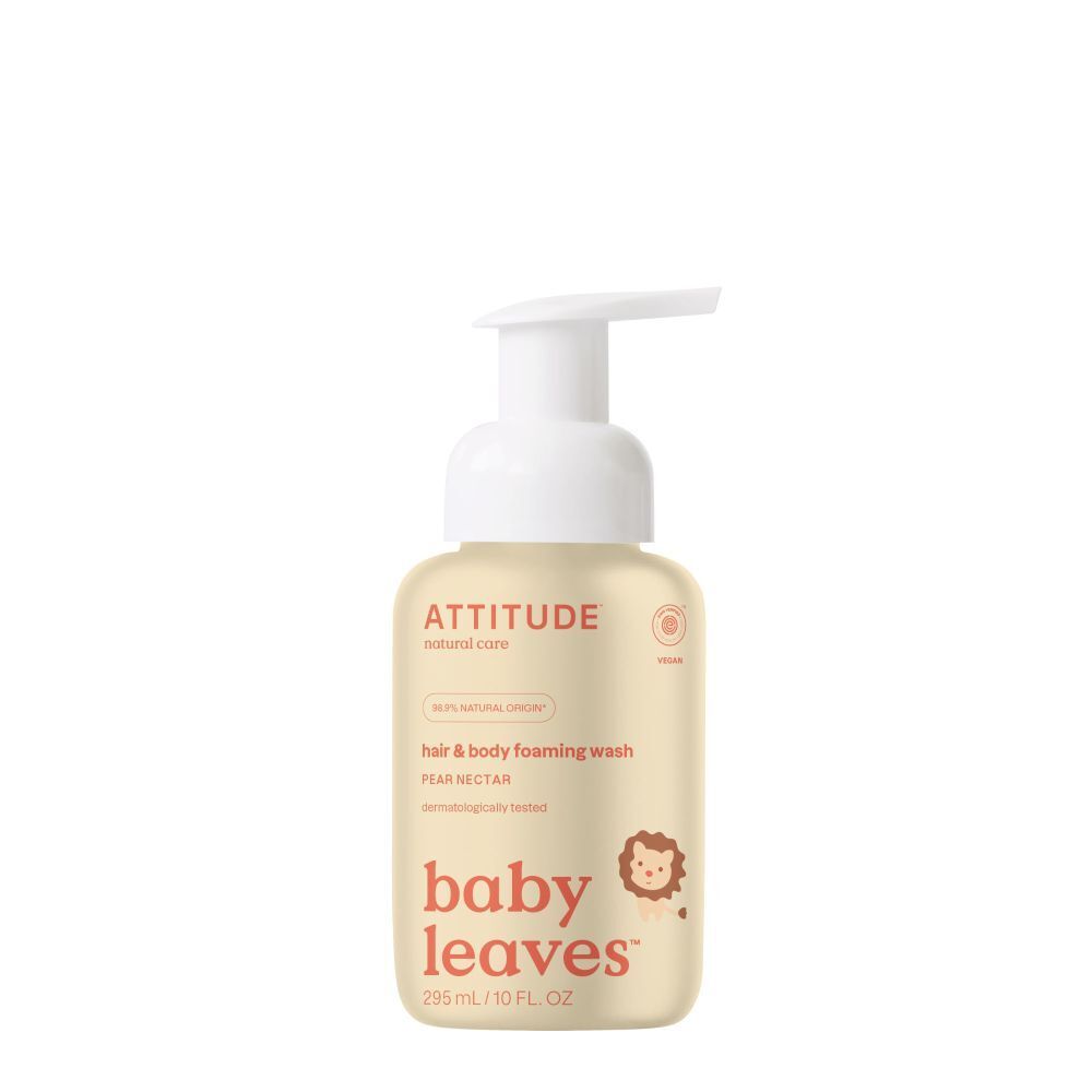 Attitude Baby Leaves nettoyant mousse cheveux et corps 2 en 1 poire et nectar (295 ml)