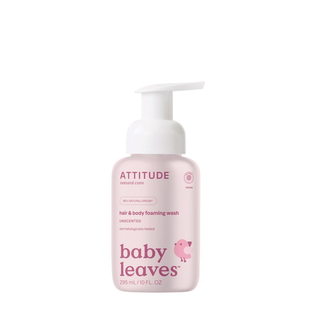Attitude Baby Leaves Nettoyant Mousse Cheveux & Corps 2 en 1 Sans Parfum (295 ml)