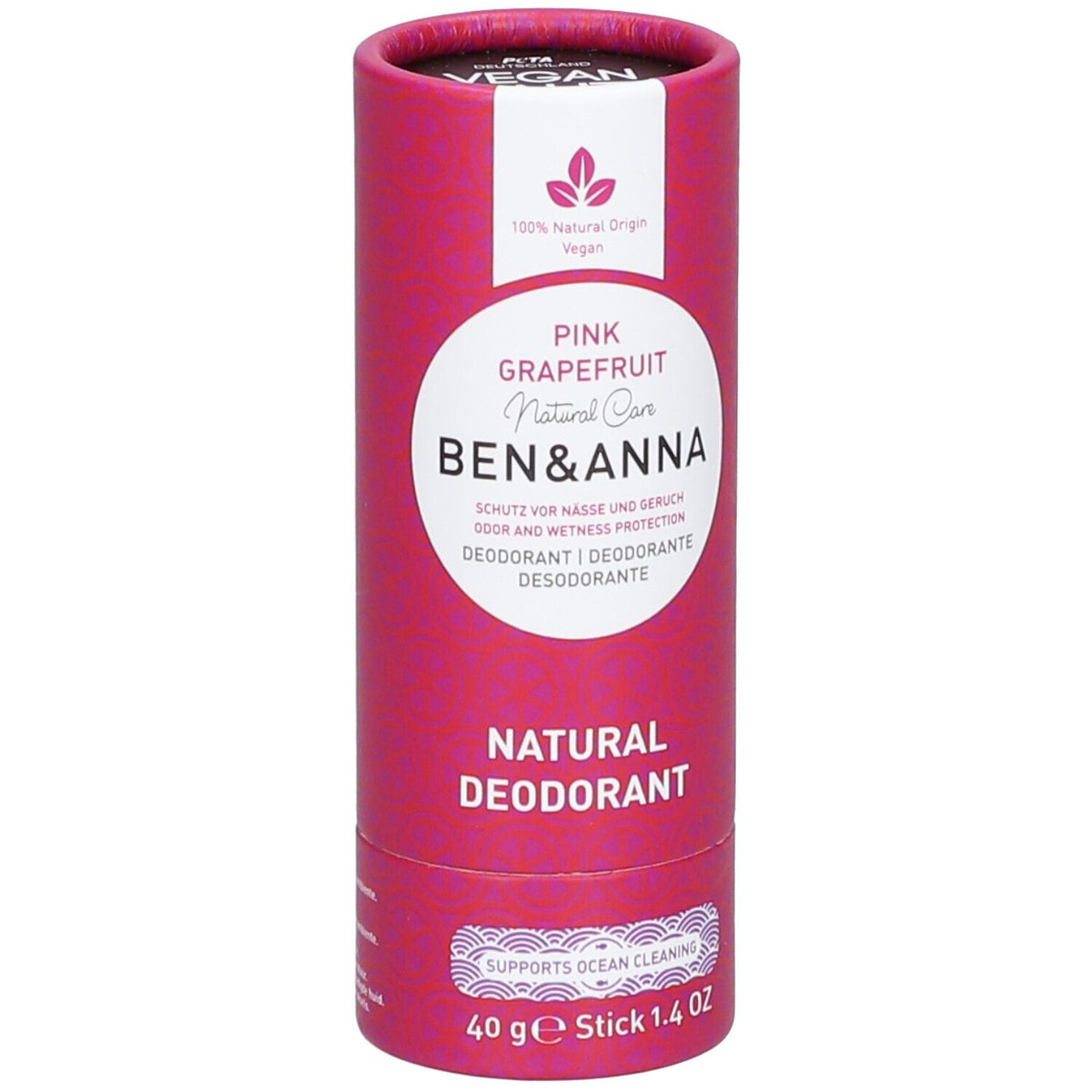 BEN & ANNA - Pamplemousse Rose - Déodorant naturel en tube papier (40 g)