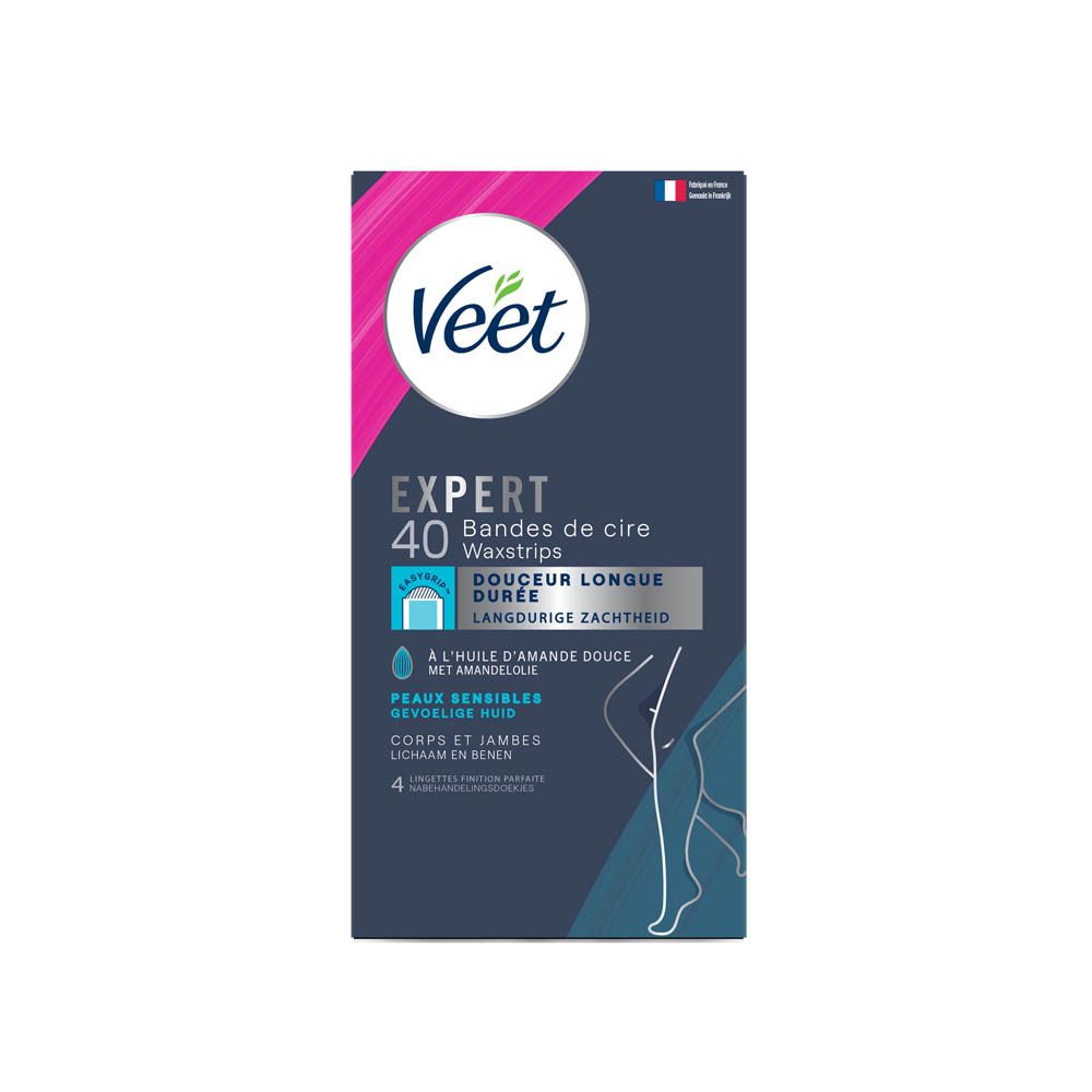Veet Expert Bandes de Cire Corps et Jambes Peau Sensible (40 pièces)