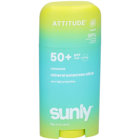 ATTITUDE Écran Solaire Minéral Stick Visage & Corps SPF 50 Sans Parfum (60 g)