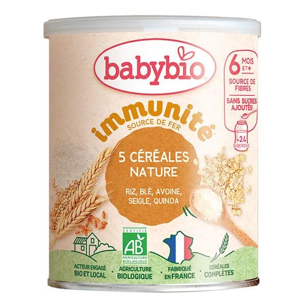 Babybio 5 Céréales Nature Riz, Blé, Avoine, Seigle, Quinoa +6m Bio 220g