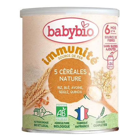 Babybio 5 Céréales Nature Riz, Blé, Avoine, Seigle, Quinoa +6m Bio 220g