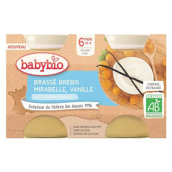 Babybio Pot Brassé Brebis Quetsche Vanille +6m Bio 2 x 130g