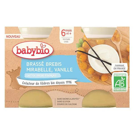 Babybio Pot Brassé Brebis Quetsche Vanille +6m Bio 2 x 130g