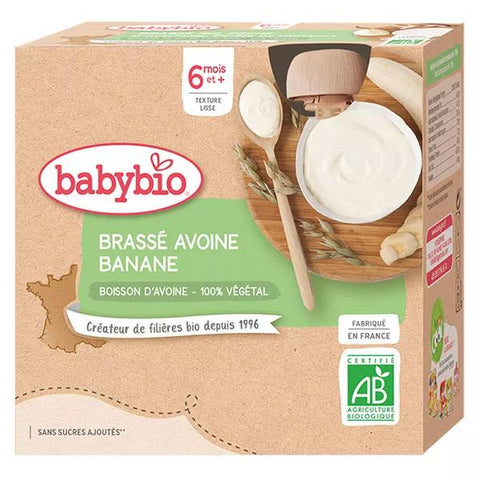 Babybio Vegane Desserts Quetschbeutel Hafer Banane +6m Bio 4 x 85g