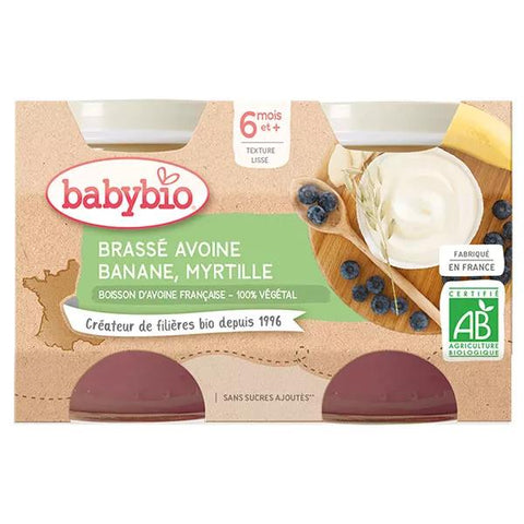 Babybio Pflanzliche Desserts Joghurt-Alternative Hafer Banane Heidelbeere +6m Bio 2 x 130g