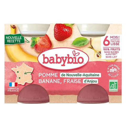 Babybio Früchtegläschen Banane Erdbeere Minze +6m Bio 2 x 130g