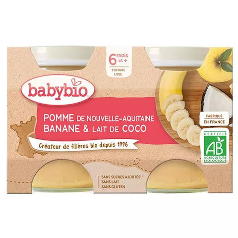 Babybio Früchtegläschen Apfel Banane Kokosmilch +6 Monate Bio 2 x 130g