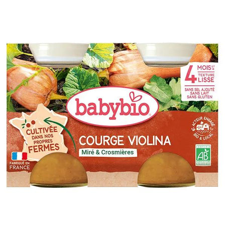 Babybio Légumes Pot Courge Violina +4m Bio Lot de 2 x 130g