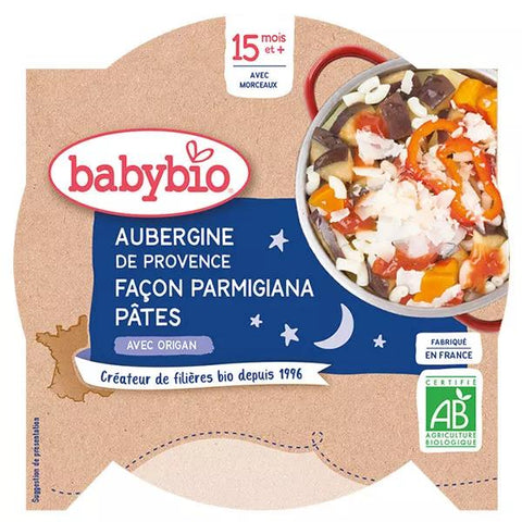 Babybio Abendmahlzeit Auberginen-Parmigiana mit Makkaroni +15m Bio 260g