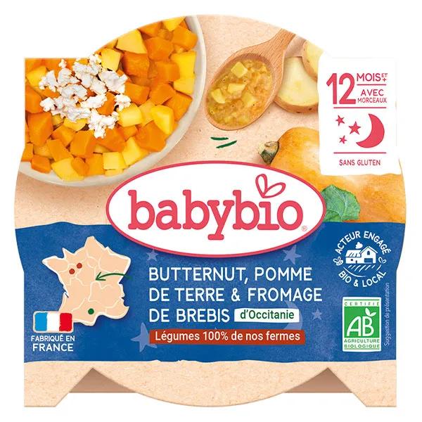 Babybio Repas Soir Assiette Butternut Pomme de Terre Fromage de Brebis +12m Bio 230g