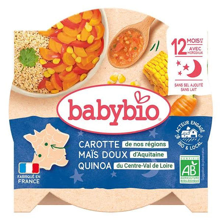 Babybio Repas Soir Assiette Carotte Maïs Quinoa +12m Bio (230 g)