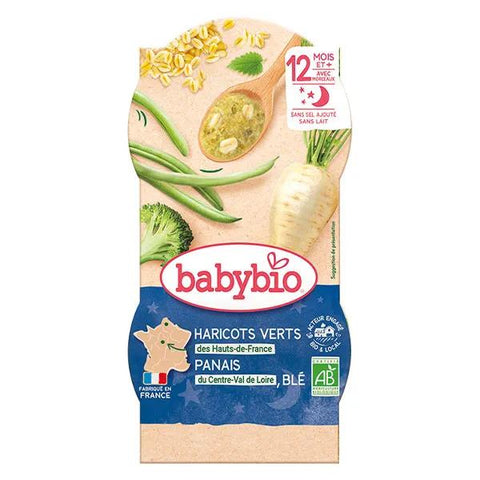 Babybio Abendessen Schale Grüne Bohnen Pastinaken Weizen +12M Bio 2 x 200g