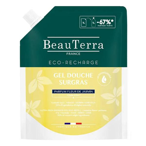 BeauTerra Überfettetes Duschgel Duft Jasminblüte Nachfüllpack 1L
