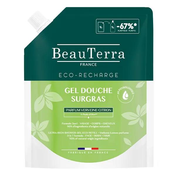 BeauTerra Gel douche surgras Parfum Verveine-citron Eco-recharge 1L