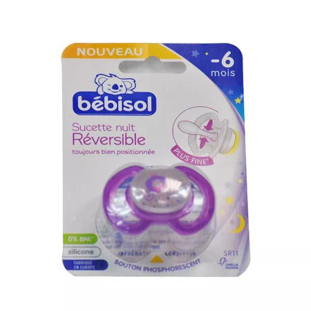 Bébisol Sucette Nuit réversible Silicone Bleu Mouton -6m