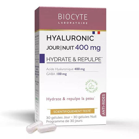 Biocyte Hyaluronic jour/nuit 400mg Anti-Rides 30 gélules Jour 30 gélules Nuit