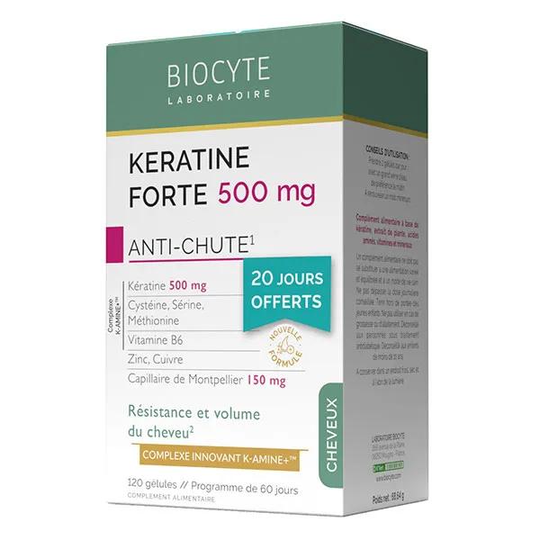 Biocyte Pack Kératine Forte 500mg Anti Chute Résistance du cheveu 120 Gélules