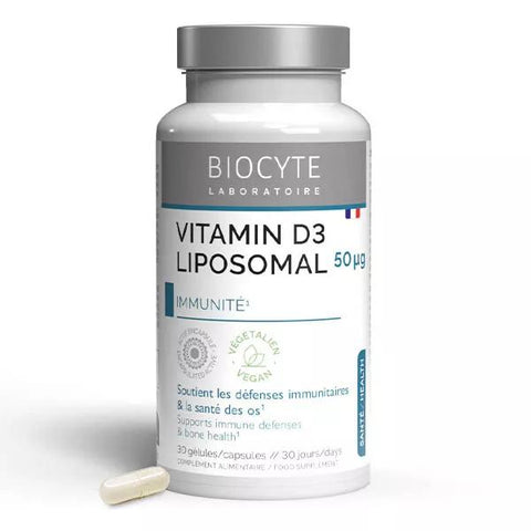 Biocyte Vitamine D3 2000 UI Liposomal Immunité et Maintien des Os 30 Gélules
