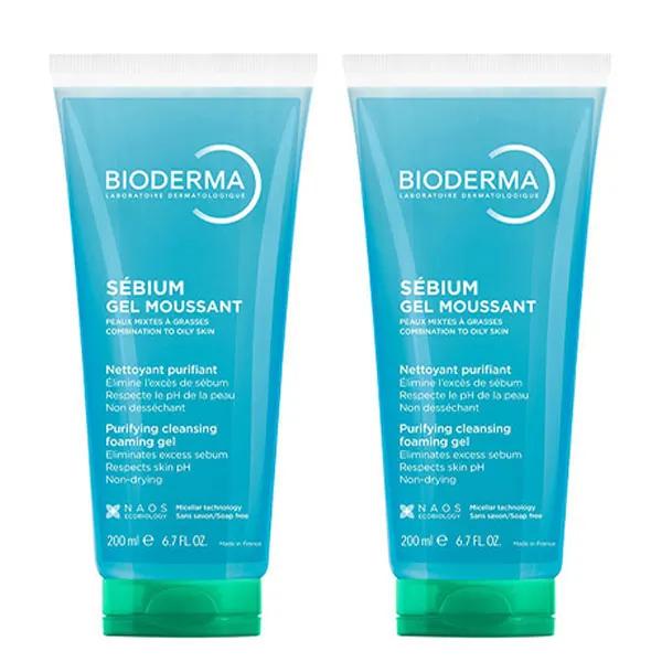 Bioderma Sébium Gel Moussant Purifiant Peaux Mixtes à Grasses (Lot de 2 x 200 ml)