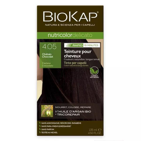Biokap Nutricolor Delicato Rapid 4.05 coloration Châtain Chocolat (135 ml)