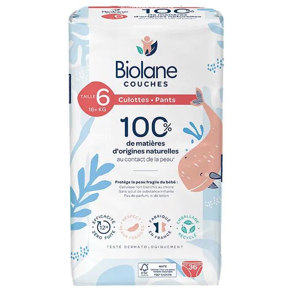 Biolane Couches Culottes Naturelles Taille 6 Protection 12H Zéro fuite 36 unités