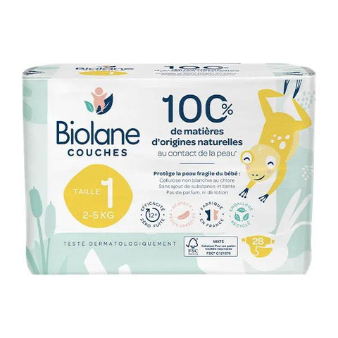 Biolane Natural Diapers Size 2 Ultra-Absorbent Leak-Proof 28 units