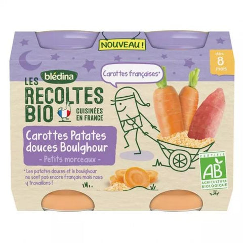 Blédina Bio Ernte Brei Karotten Süßkartoffeln Bulgur +8m 2 x 200g