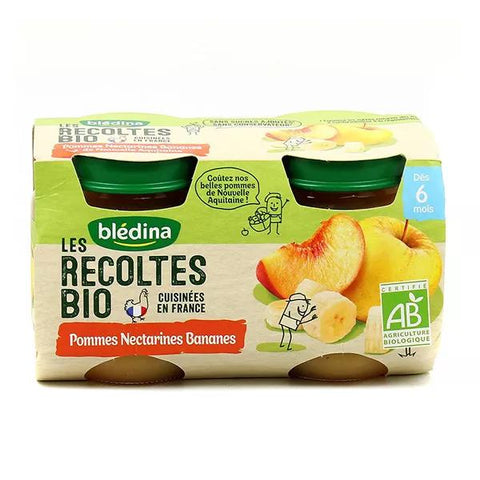 Blédina Bio Ernte Kompott Apfel Nektarine Banane +6 Monate (2 x 130 g)