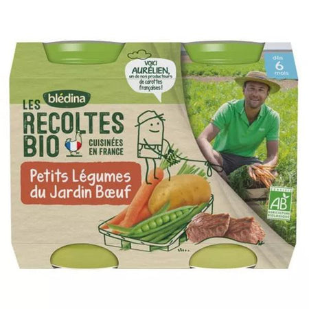Blédina Les Récoltes Bio Pot Petits Légumes du Jardin Boeuf +6m 2X200g