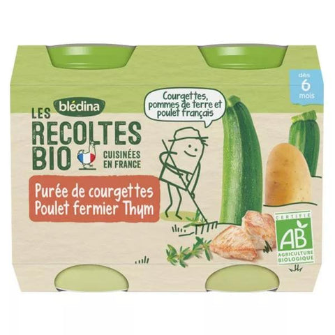 Blédina Bio Ernten Püree Kürbis Freilandhuhn Thymian +6m 2 x 200g