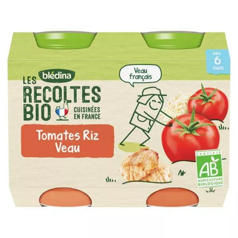 Blédina Die Bio Ernten Topf Tomaten Reis Kalb +6m 2 x 200g