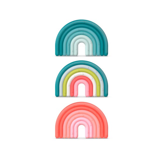 Suavinex Anneau de dentition silicone arc-en-ciel +0 mois étape 1