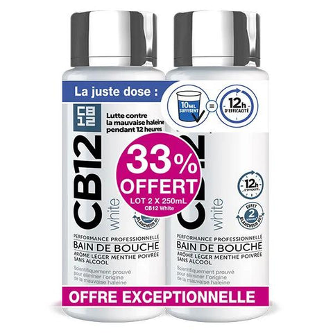CB12 White Mouthwash white teeth 12h fresh breath - Pack of 2x250 ml