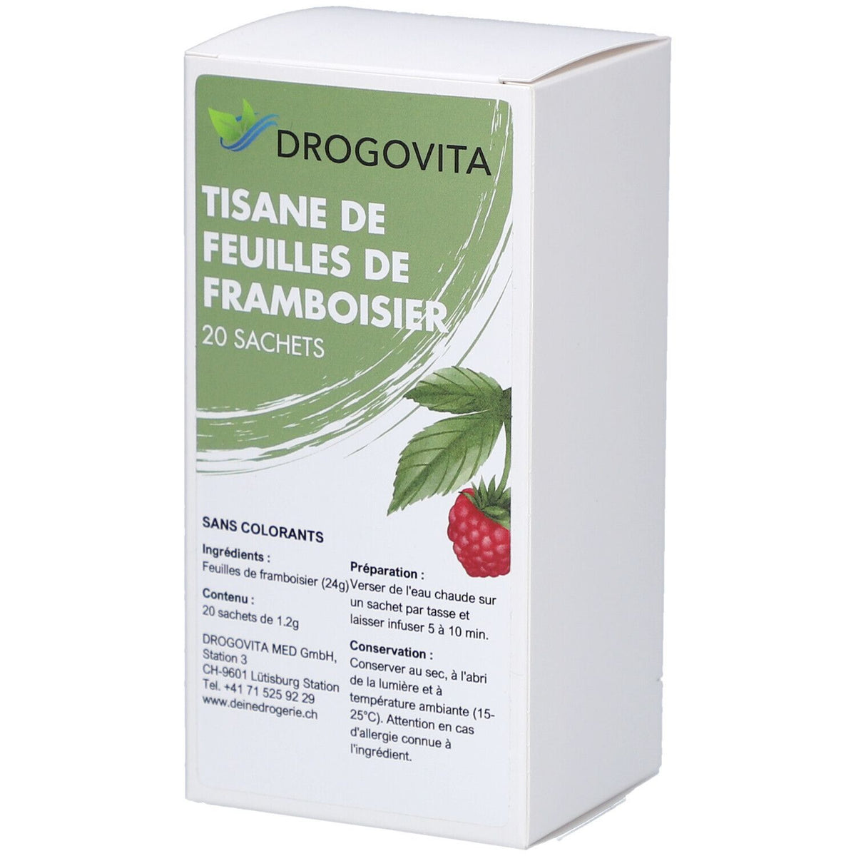 Drogovita Tisane de feuilles de framboisier — 20x1,2 g