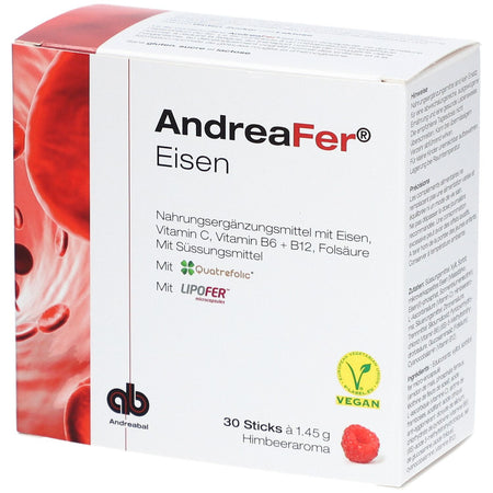AndreaFer Fer complément avec fer, vitamines C, B6, B12 et acide folique (30 pièces)
