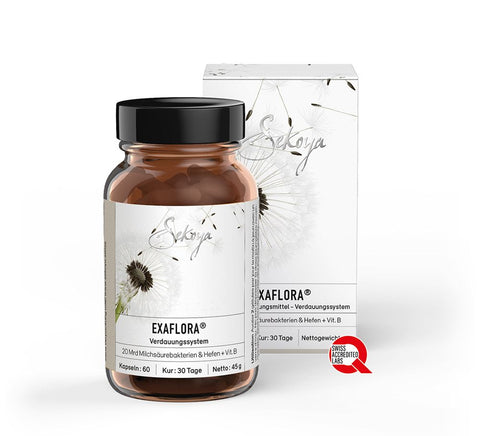 Sekoya Swiss - Exaflora Pré- et probiotiques naturels avec 20 milliards de bactéries (60 gélules)