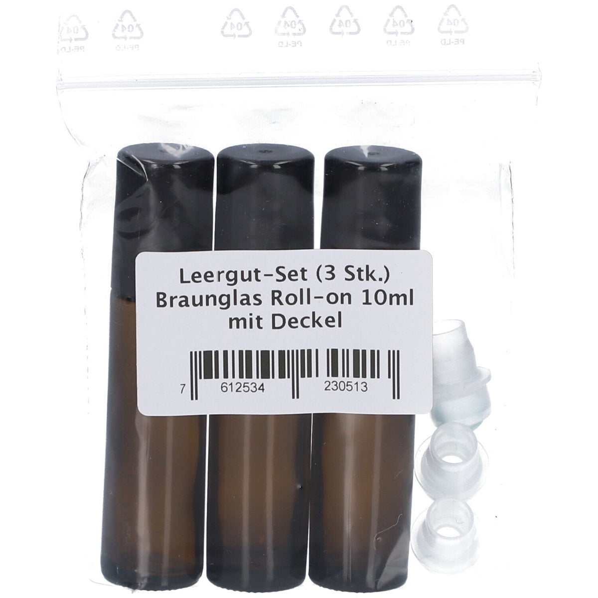 Farfalla® Set de roll-on 3 pièces, flacons en verre brun 10 ml avec couvercle