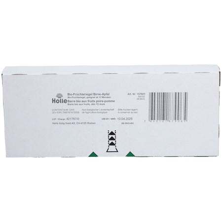 Holle barre de fruits bio poire-pomme (20x25 g)
