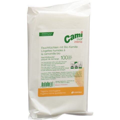 CAMIMOLL® Intime lingettes humides à la camomille (100 pièces)