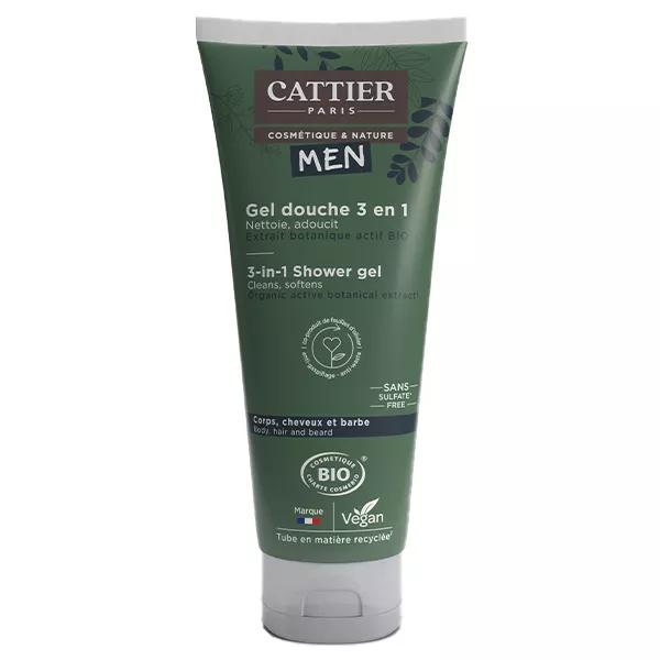 Cattier Men Gel Douche Homme 3 en 1 Cheveux Corps Barbe Bio 200ml