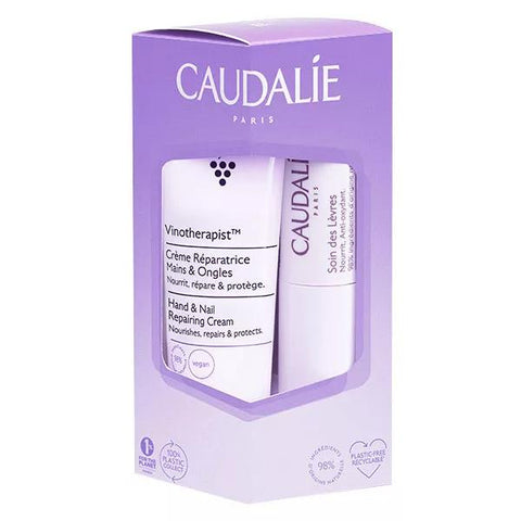 Caudalie Geschenkset Vinotherapist Reparierende Hand- und Nagelcreme 30ml + Lippenpflege 4,5g