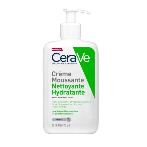Cerave Crème Moussante Nettoyante Hydratante Visage pour Peaux Normales à Sèches 473ml